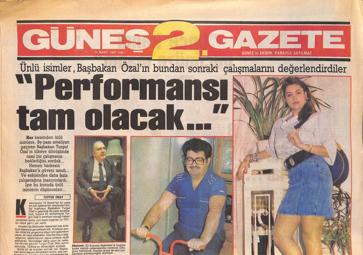 Güneş 2. Gazetesi 24 Mart 1987 - Ünlü İsimler Başbakan Özal'ın Bundan Sonraki Çalışmalarını Değerlendirdi - Dior 40 Yaşında GZ156222 - 1