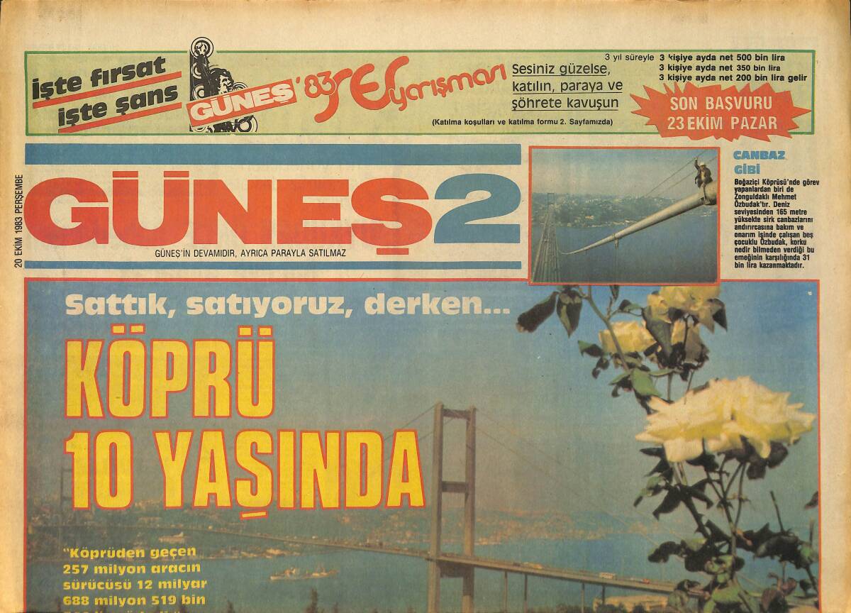 Güneş 2 Gazetesi 26 Ekim 1983 - Banu Alkan, Üzümcüye Aşık - Zeki Müren'i, Emel Sayın'ı, Muazzez Abacı'sı, Ahmet Özhan'ı İle Gerçekten Hoş Sada GZ157523 - 1