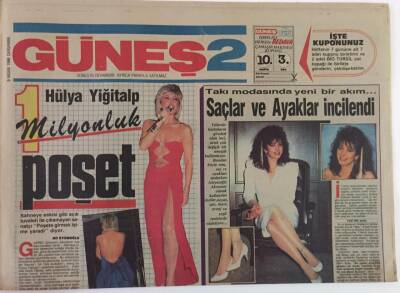 Güneş 2 Gazetesi 9 Nisan 1986 - Hülya Yiğitalp 1Milyonluk Poşet GZ18409 - 1