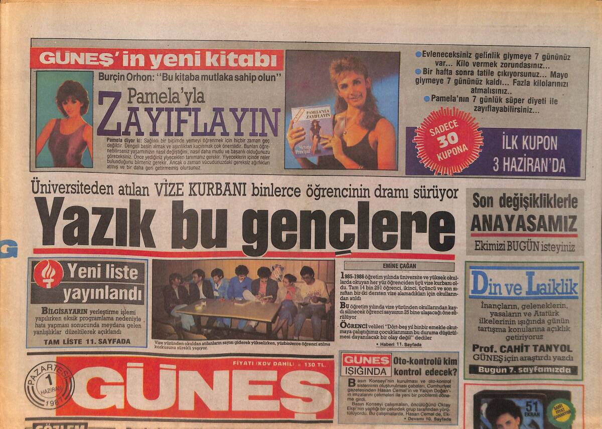 Güneş Gazetesi 1 Haziran 1987 - Galatasaray Haftaya Şampiyon Olarak Giriyor - Üniversiteden Atılan Vize Kurbanı Binlerce Öğrencinin Dramı Sürüyor GZ158234 - 1