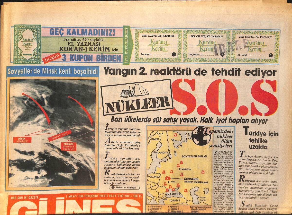 Güneş Gazetesi 1 Mayıs 1986 - Suna Yıldızoğlu'ndan Antik Dans - Sahibinden Kurtulan Ayı Çocukların Olduğu Parka Daldı GZ158215 - 1