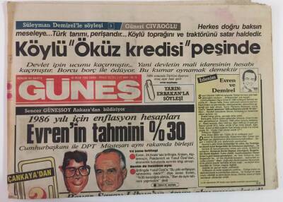 Güneş Gazetesi 10 0cak 1986 - 1986 Yılı Enflasyon Hesapları Evrenin Tahmini %30 GZ18418 - 1