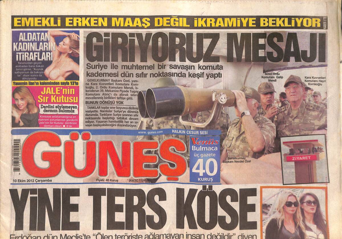 Güneş Gazetesi 10 Ekim 2012 - Emekli Erken Maaş Değil İkramiye Bekliyor - Kılıçdaroğlu: Sen Anca Şam Babası Olursun! GZ135715 - 1