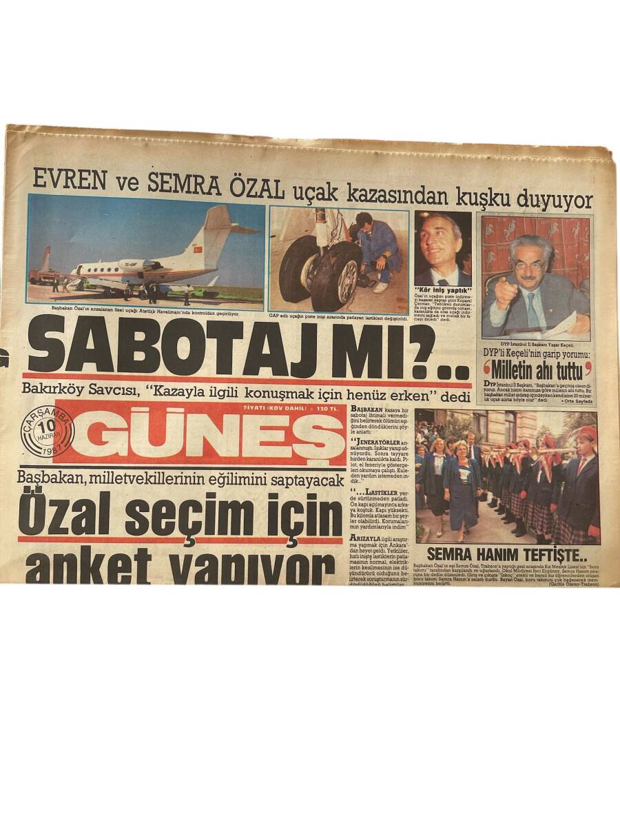 Güneş Gazetesi 10 Haziran 1987 - Beşiktaşlı Feyyaza Taraftar Dayağı - SHP'de İşler Karıştı 