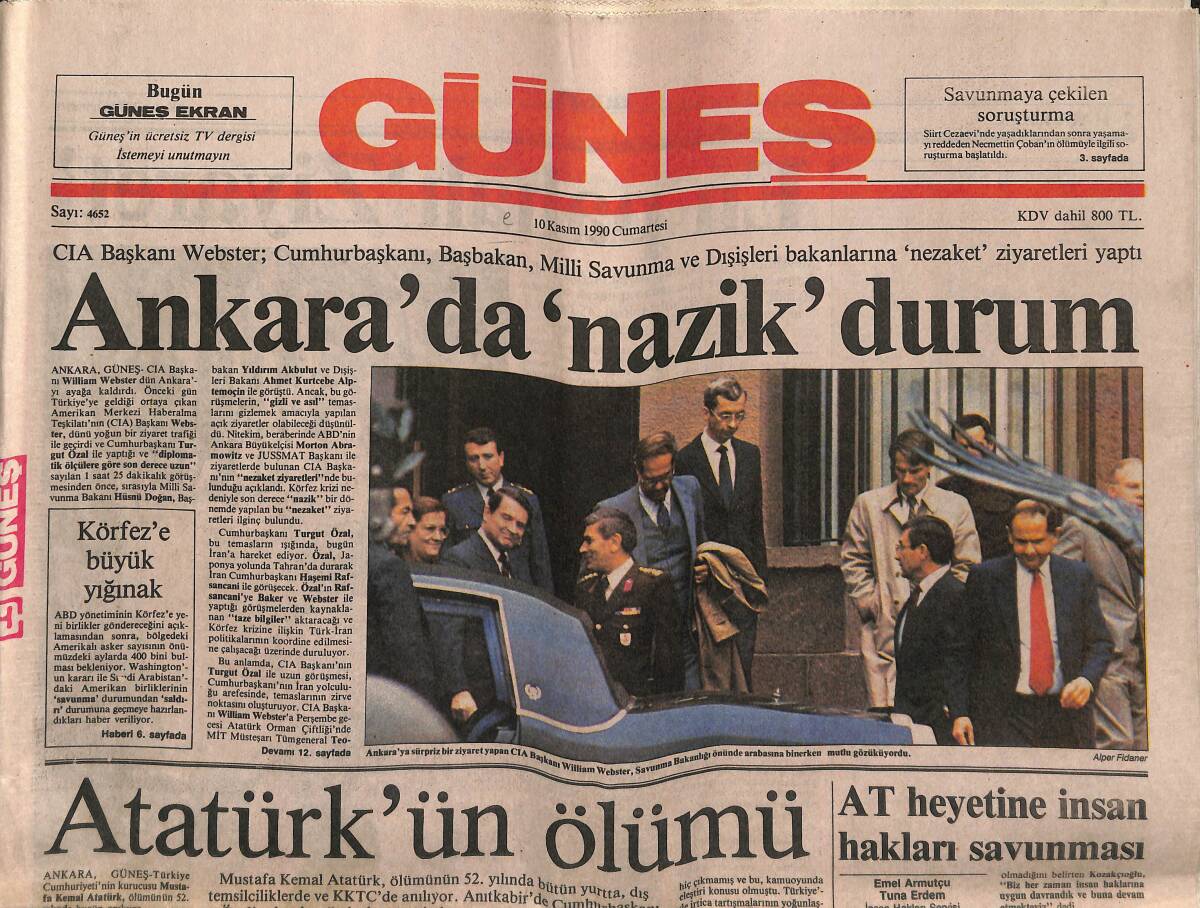 Güneş Gazetesi 10 Kasım 1990 - Atatürk'ün Ölümü - Fenerbahçe Yine Kosecki'ye Gitti GZ149216 - 1