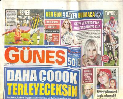 Güneş Gazetesi 10 Mart 2015 -Sezen Aksu Ve Sertab Erenerden Ağlatan Şarkıya Klip GZ109753 - 1