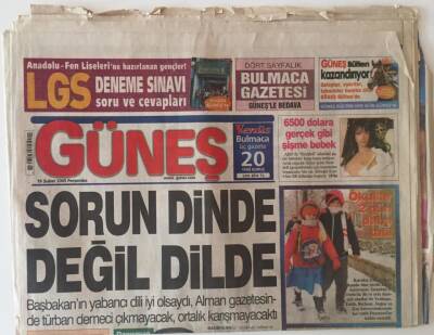 Güneş Gazetesi 10 Şubat 2005 - Sorun Dinde Değil Dilde GZ31442 - 1