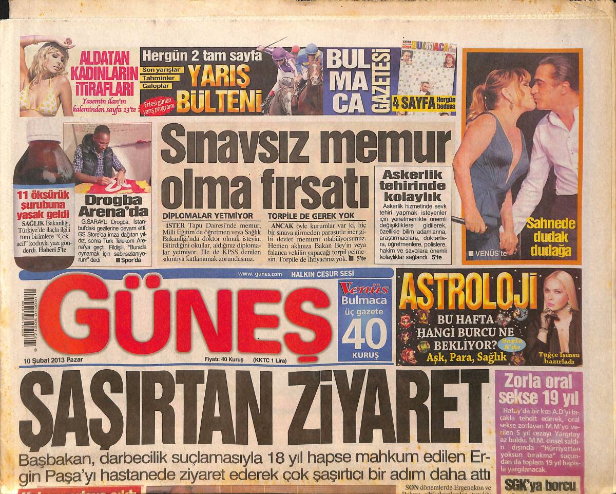 Güneş Gazetesi 10 Şubat 2013 - Liseler Şehir Dışına Taşınarak, Liselerin Boşalttığı Binalar Otel Yapılacak - İstanbul'da ki Salı Pazarı Satılıyor GZ159038 - 1