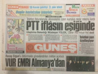 Güneş Gazetesi 11 Kasım 1988 - Ptt İflasın Eşiğinde GZ50869 - 1