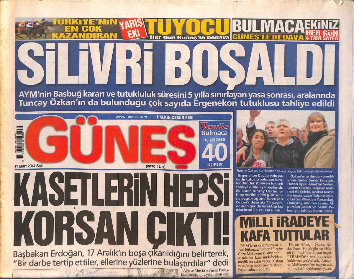 Güneş Gazetesi 11 Mart 2014 - THY Genel Müdürü Temel Kotil Yılın Lideri Ödülü Aldı GZ158439 - 1