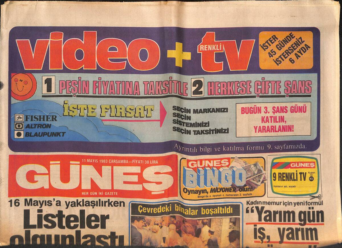 Güneş Gazetesi 11 Mayıs 1983 - Anka Oteli'nde Tehlike Geçmedi - Pakistan'da Büyük Tutuklamalar GZ134424 - 1