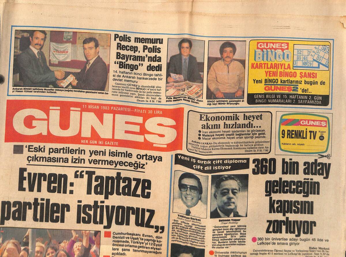 Güneş Gazetesi 11 Nisan 1983 - Arafat'ın En Yakın Arkadaşı Öldürüldü GZ134429 - 1