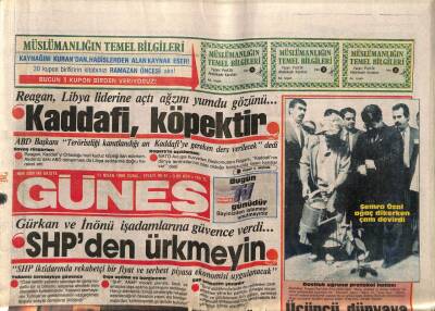 Güneş Gazetesi 11 Nisan 1986 - Semra Özal Ağaç Dikerken Çam Devirdi GZ83397 - 1
