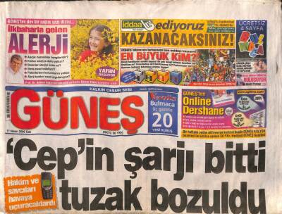 Güneş Gazetesi 11 Nisan 2006 - Sosyetede Miras Skandalı - Erdoğanın Dostu Berlusconi Yolcu GZ113471 - 1