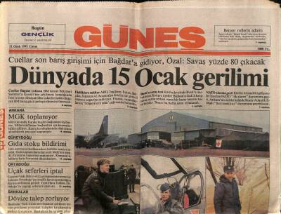 Güneş Gazetesi 11 Ocak 1991 - Dünyada 15 Ocak Gerilimi GZ61627 - 1