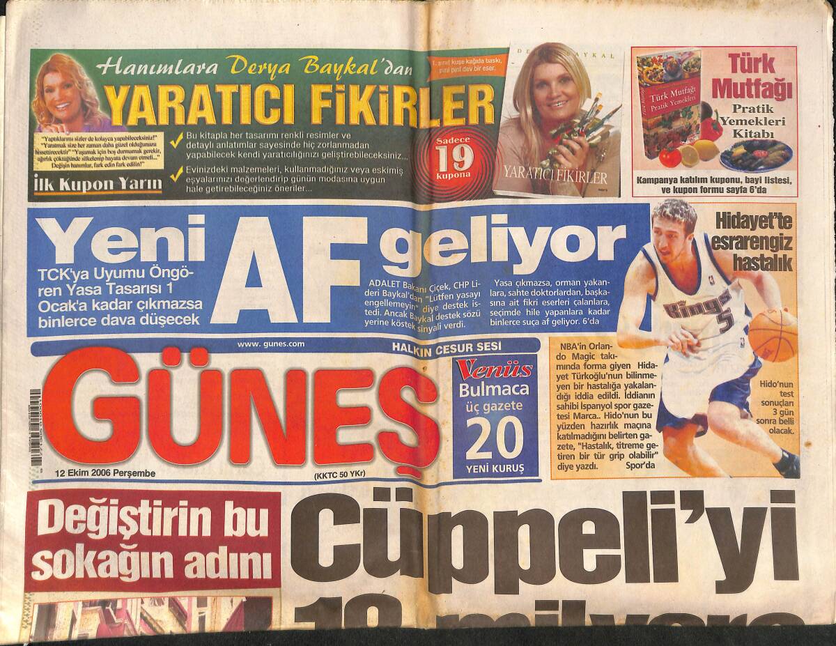Güneş Gazetesi 12 Ekim 2006 - Cüppeli'yi 18 Milyara Sattılar! - Değiştirin Bu Sokağın Adını! GZ136996 - 1