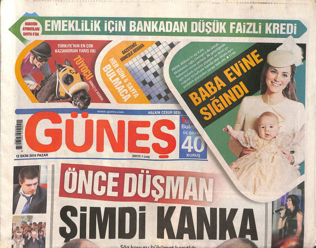 Güneş Gazetesi 12 Ekim 2014 - Avrupa'nın Utanç Tablosu - Paralel Yapı İçin Yeni Adım - Hande Yener'in Konseri Bitti Mekan Yandı GZ135621 - 1