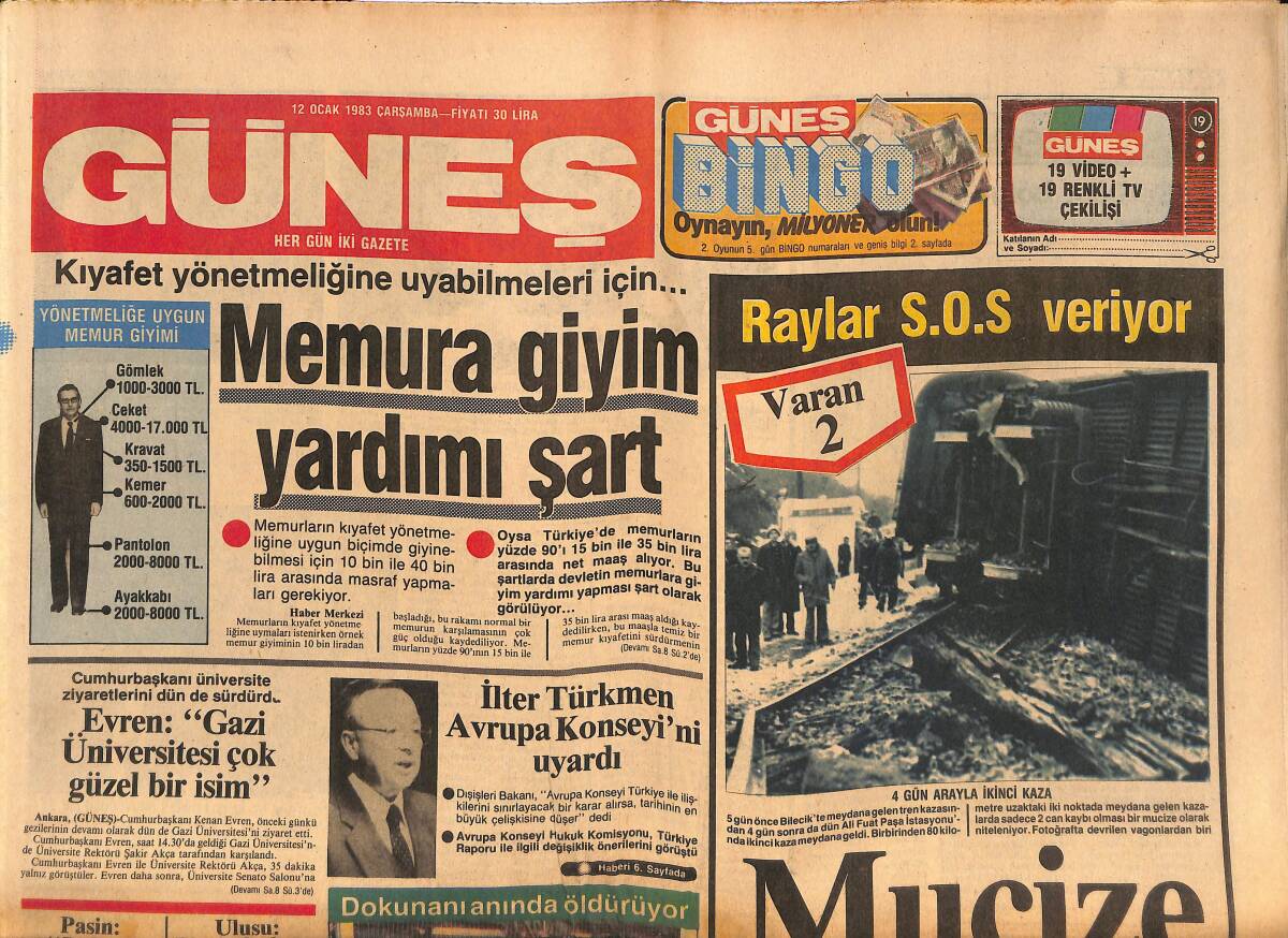 Güneş Gazetesi 12 Ocak 1983 - Pele'nin Aşkı 19 Yaşında - Mercedes Şebekesinin Antalya Kolu Ele Geçti GZ134593 - 1