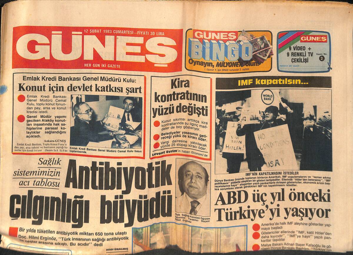 Güneş Gazetesi 12 Şubat 1983 - Emel Sayın İle Mehmet Ekşi Bir Araya Geldi - ABD'de Üç Yıl Önce Türkiye'nin Yaşadıklarını Yaşıyor GZ132338 - 1