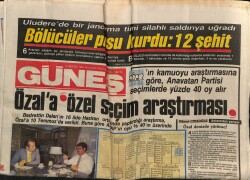 Güneş Gazetesi 13 Ağustos 1986 - Özala Özel Seçim Araştırması GZ72192 - 1