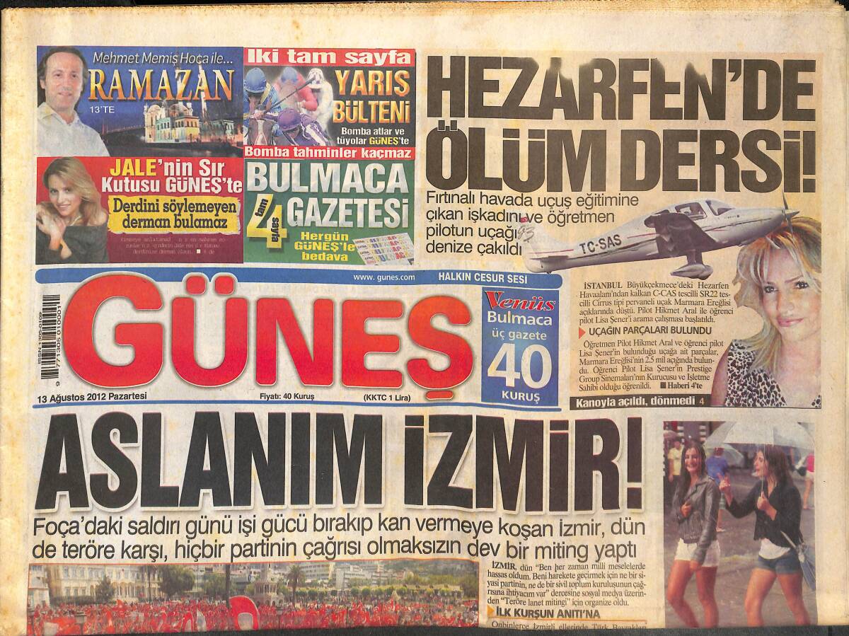 Güneş Gazetesi 13 Ağustos 2012 - Memur Da İşsiz De Bir Kararı Bekliyor - CHP'DEN MHP'YE 'Vicdan' Çağrısı GZ135624 - 1