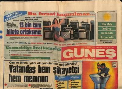 Güneş Gazetesi 13 Aralık 1984 - Özalın Birinci Yılını Okuyucularımız Değerlendirdi GZ88958 - 1