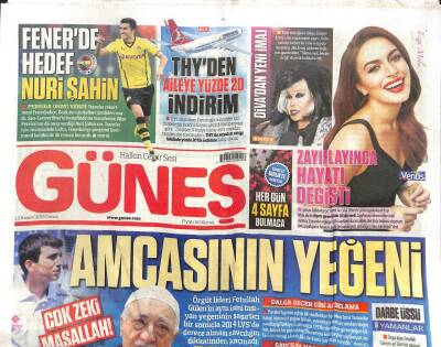 Güneş Gazetesi 13 Kasım 2015 - Amcasının Yeğeni Yeğen Gülen GZ104527 - 1