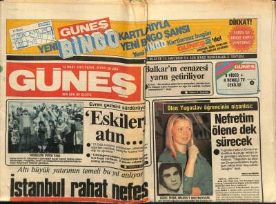 Güneş Gazetesi 13 Mart 1983 - Kapalıçarşıyı Kül Eden Yangının Suçlusu Fare Çıktı GZ83648 - 1