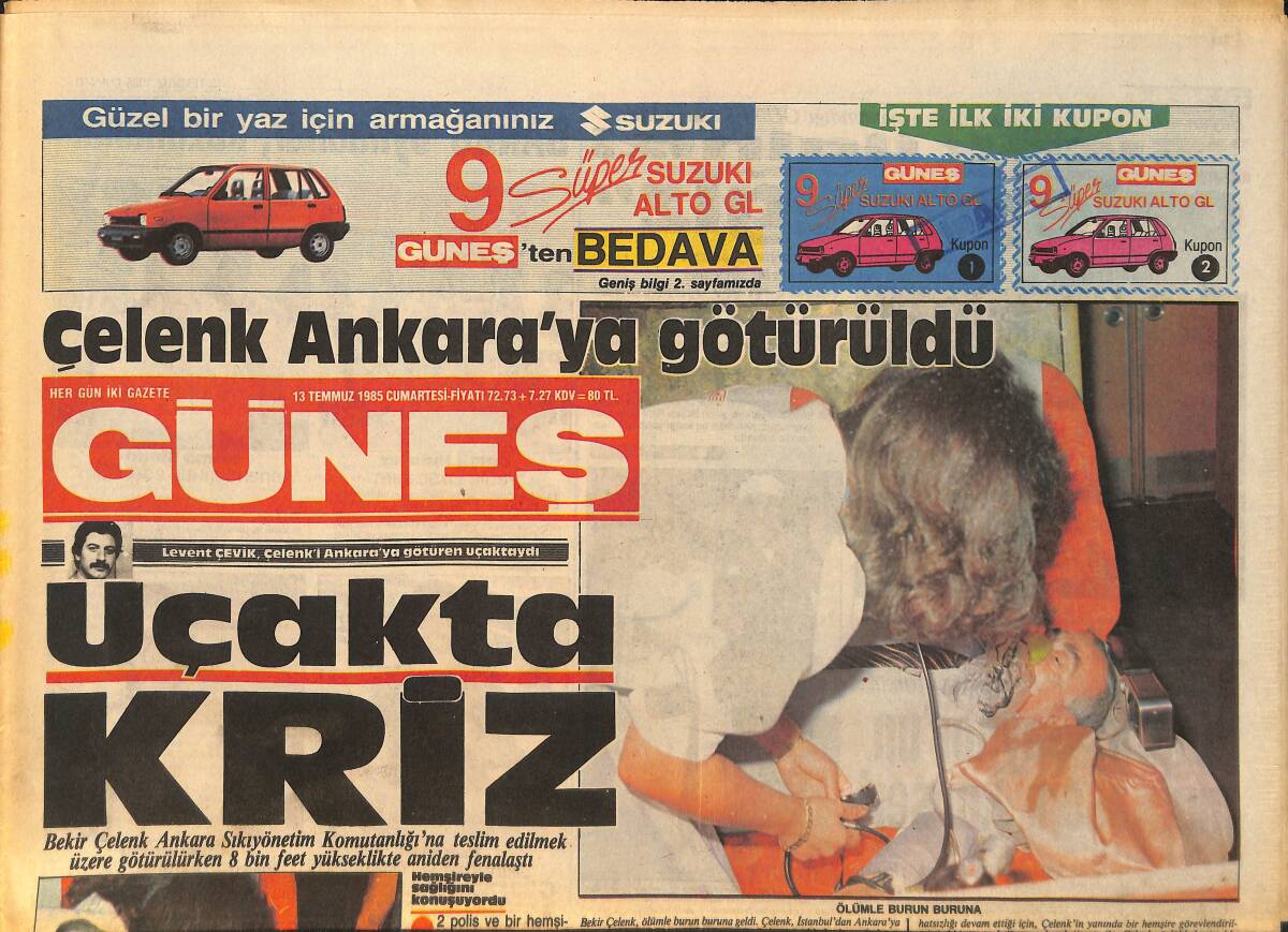 Güneş Gazetesi 13 Temmuz 1985 - Başbakan Özal'ın Oğlu İle Gönül Yazar'ın Kızı Beraberler - Milliyetçi Demokrat Partisi Kongre Öncesinde Kavga Çıktı GZ158193 - 1