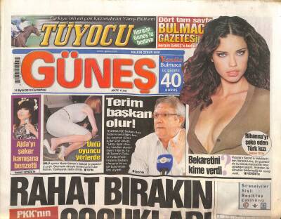 Güneş Gazetesi 14 Eylül 2013 - Aziz Yıldırım Terim Başkan Olur - Ünlü Oyuncu Nicole Kidmana Bisiklet Çarptı GZ124683 - 1