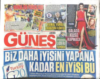 Güneş Gazetesi 14 Kasım 2015 - Cem Yılmaz,Ahu Yağtu Galada Köşe Kapmaca GZ104526 - 1