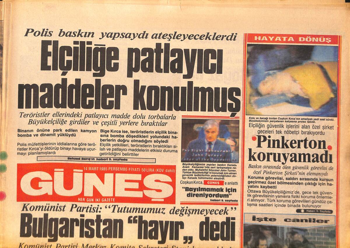 Güneş Gazetesi 14 Mart 1985 - Galatasaray, Beşiktaş Maçı Golsüz Berabere Bitti - Özal, Tikhonov'la Görüştü GZ158177 - 1