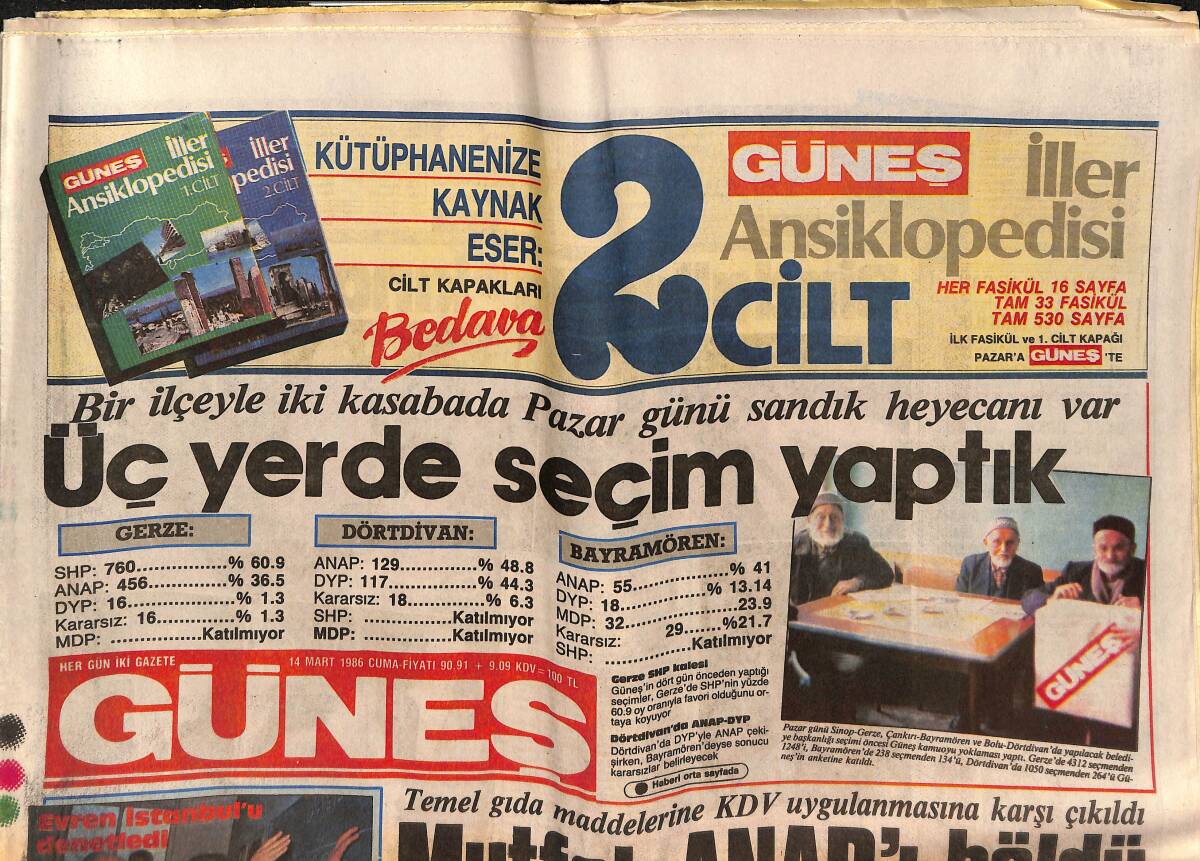 Güneş Gazetesi 14 Mart 1986 - ABD Özal'ın Yanında - Semra Özal Şeref Konuğu GZ151541 - 1