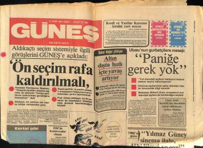 Güneş Gazetesi 15 Ekim 1982 - Nükhet Duru Kararsız GZ83635 - 1