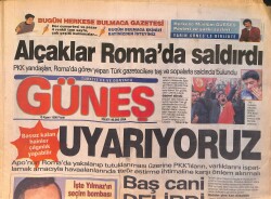 Güneş Gazetesi 15 Kasım 1998 - Dış İşleri Bakanı İsmail Cem İade İçin Roma'da - Abdullah Öcalan Roma'da Yakalanıp Tutuklandı GZ158597 - Gökçekoleksiyon