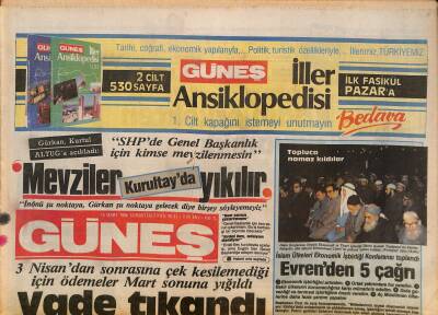 Güneş Gazetesi 15 Mart 1986 - Julio Iglesias Cilt Kanseri Mi ? - Airbusa Pilot Yok GZ127578 - 1