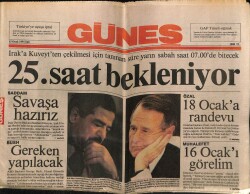 Güneş Gazetesi 15 Ocak 1991 - Iraka Kuveytten Çekilmesi İçin Tanınan Süre Doluyor GZ61628 - 1