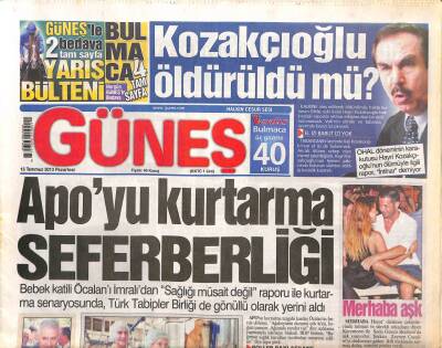 Güneş Gazetesi 15 Temmuz 2013 - Harbiyede Zülfü Livaneli Rüzgarı GZ106392 - 1