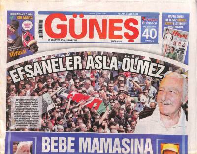 Güneş Gazetesi 16 Ağustos 2014 - Sibel Canın Özel Gecesi - Süleyman Seba Siyahın Tüm Renkleriyle Uğurlandı GZ106396 - 1