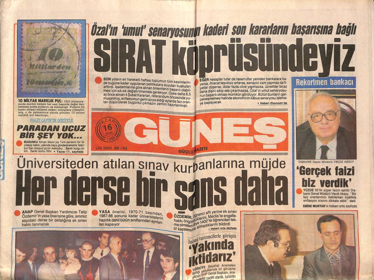 Güneş Gazetesi 16 Ekim 1988 - Naim'in Ailesi Sümerbank'tan Giyindi - Sarıyer Büyük Oynuyor GZ151498 - 1
