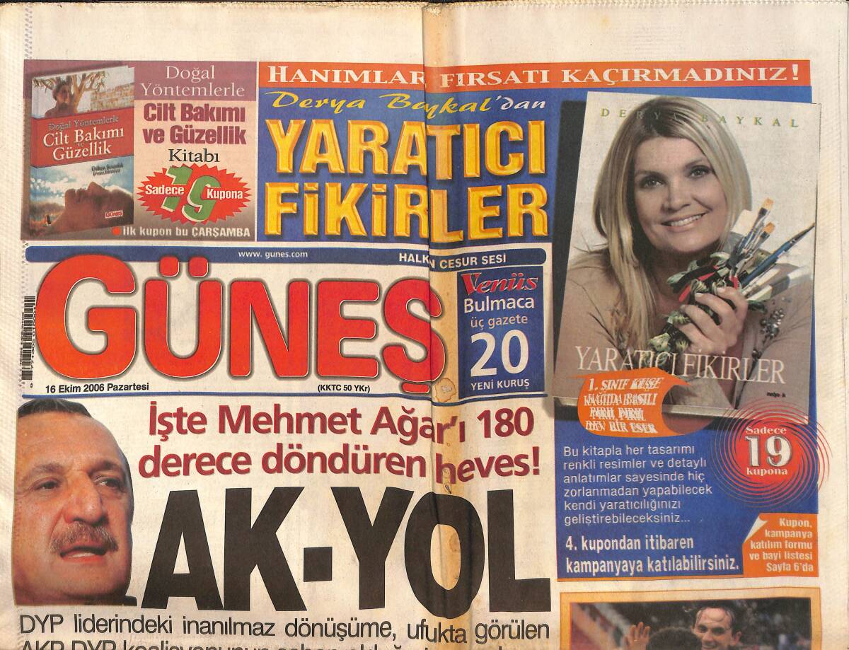 Güneş Gazetesi 16 Ekim 2006 - İlhan Mansız Ve Seray Sever'in Arasına Almanya Girmiş! - İbrahim Tatlıses'in Oteli Çöktü! GZ136995 - 1