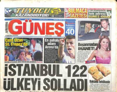 Güneş Gazetesi 16 Eylül 2013 - İstanbul 122 Ülkeyi Solladı GZ104516 - 1