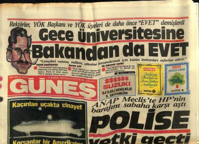 Güneş Gazetesi 16 Haziran 1985 - Kaçırılan Uçakta Cinayet GZ60709 - 1