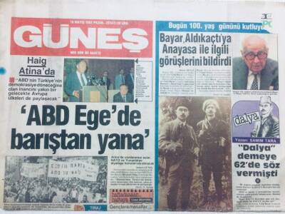 Güneş Gazetesi 16 Mayıs 1982 - ABD Egede Barıştan Yana GZ41313 - 1