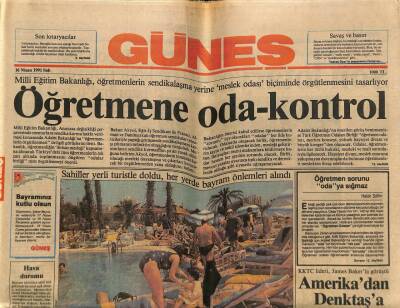 Güneş Gazetesi 16 Nisan 1991 - Anayasa Şeriatçi Partiyi Yasaklıyor GZ60696 - 1