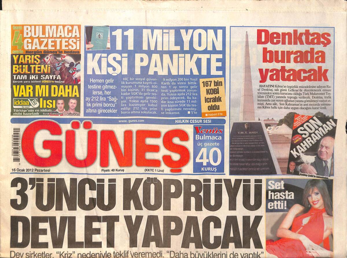 Güneş Gazetesi 16 Ocak 2012 - Orhan Gencebay, Balıkçıdan Çıkmıyor - Sibel Can ve Ebru Gündeş Konukları Mest Etti GZ158976 - 1