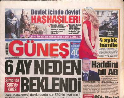 Güneş Gazetesi 16 Ocak 2014 - Oyuncu Gökşen Ateş İle Samimi Bir Şekilde Görüntülenen Alican Yücesoy,Panikledi GZ106379 - 1