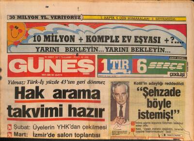 Güneş Gazetesi 16 Şubat 1984 - İran Fantomları Saldırıya Geçti - Bağ-Kur Üyelerine de Af Geliyor GZ127251 - 1