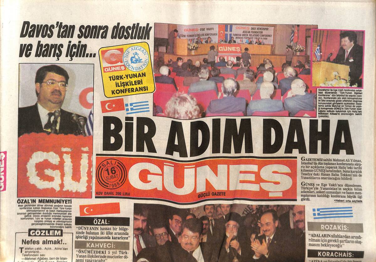 Güneş Gazetesi 16 Şubat 1988 - Galatasaray'ın Gol Ustası Tanju Avrupa'da Klasman Zirvesine Aday - Perihan Abla Enflasyonu GZ151508 - 1