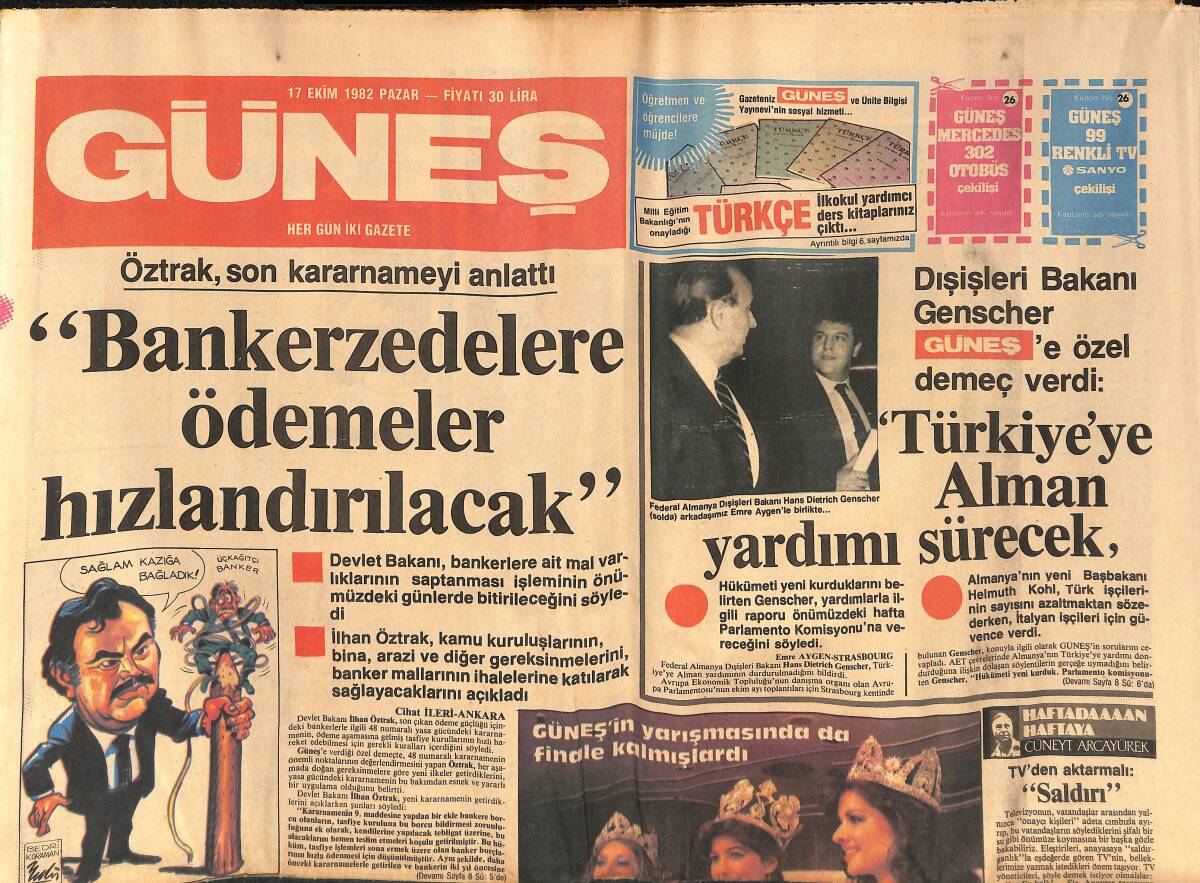 Güneş Gazetesi 17 Ekim 1982 - Ajda Pekkan'ın Anneannesi Toprağa Verildi - Tatlıcıların Düğününde 25 Kuzu Davetlilere Yetmedi GZ134490 - 1